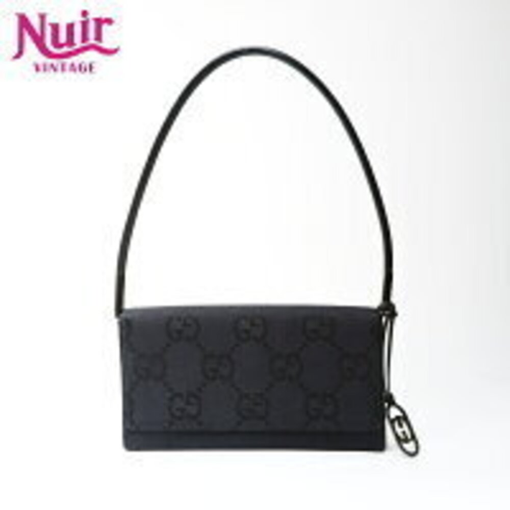 Gucci GG Canvas One Shoulder Hobo Bag Shoulder Black